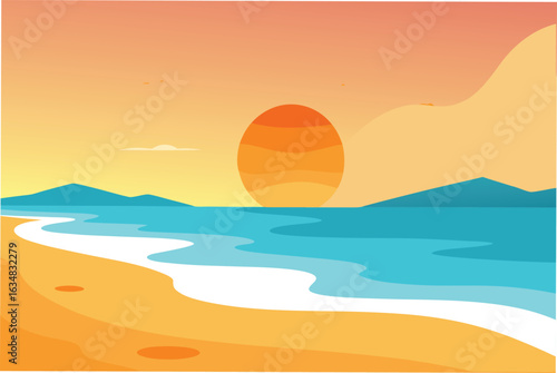a quiet beach at sunrise with gentle waves and war