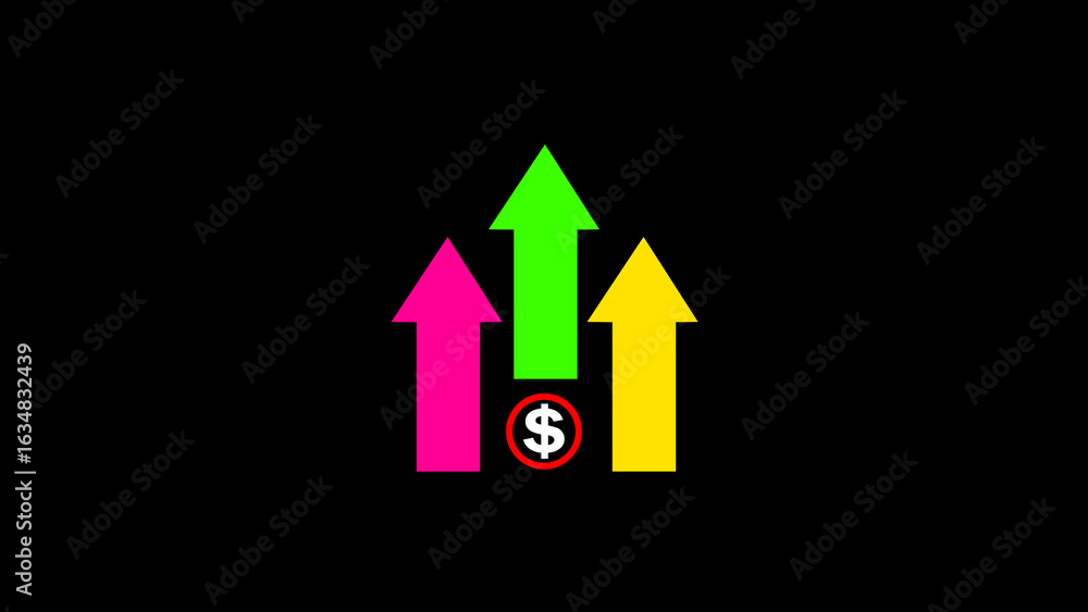 Financial Growth Illustration With Dollar Symbol And Upward Arrows On Dollar rate increase icon . profit dollar icon and arrow. Financial Growth Illustration With Dollar Symbol And Upward Arrows On Dollar rate increase icon . profit dollar icon and arrow.
