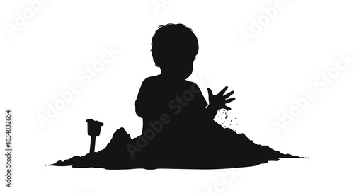 professional high quality Silhouette of a Child Playing in the Dirt