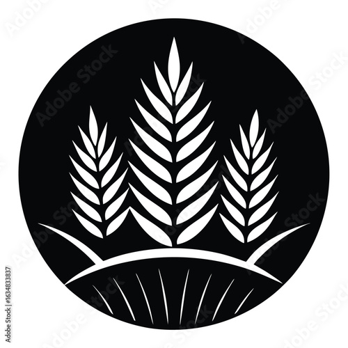 wheat field at sunset vector icon