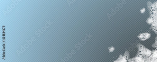 This vector template shows a bath foam with shampoo bubbles isolated on a transparent background. It can be used for advertising purposes. Mousse bath foam.