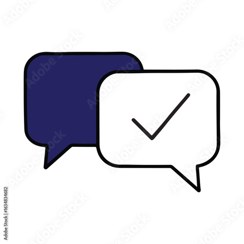 Chat Bubbles with Checkmark – Messaging and Confirmation Symbol
