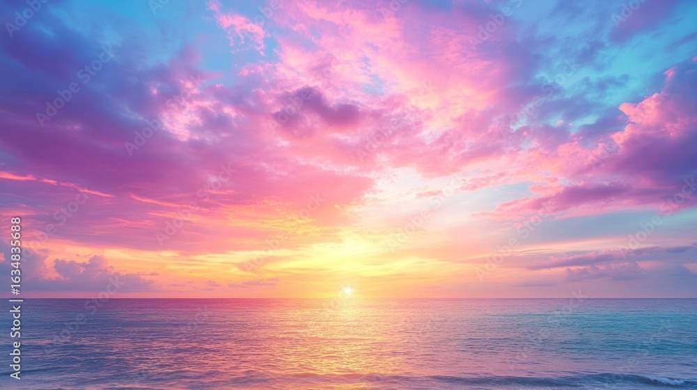 Obraz premium Vibrant sunset over pastel ocean