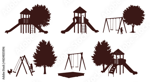 detailed professional high quality Playground Silhouettes A Collection of Outdoor Fun