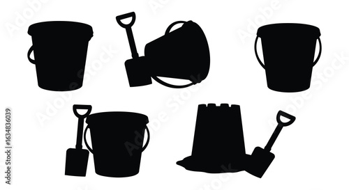 modern detailed professional high quality Silhouette Collection of Buckets and Shovels