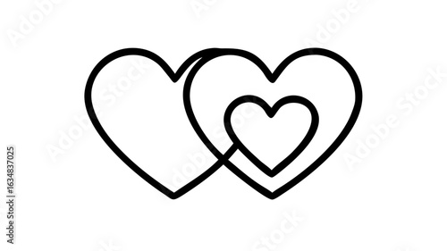two black outline hearts united
