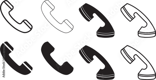 Collection of telephone handset icons for communication concepts
