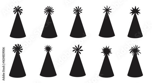 Silhouette Party Hats A Festive Arrangement of Ten Unique Party Hats