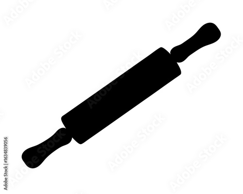 Silhouette of a Rolling Pin on a White Background for baking dough