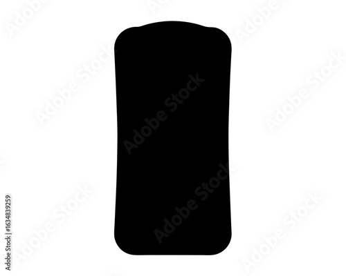 Solid black silhouette of a tombstone shape on a white background