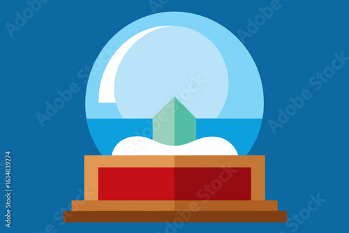 Cartoon Snow Globe with Podium Inside