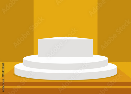 White Marble Podium in Luxury Golden Hall