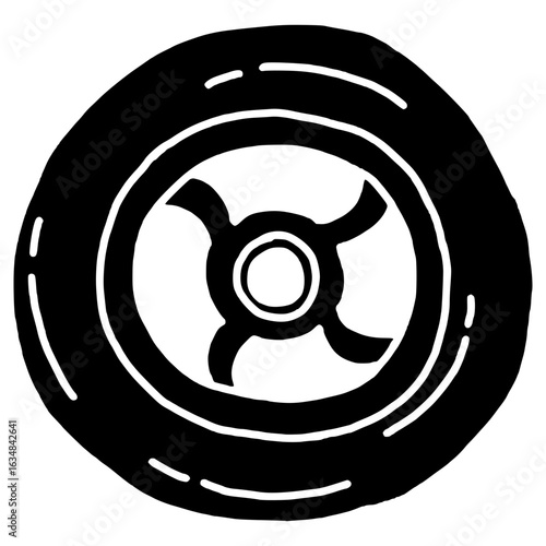 castor wheel for trolley hand drawn glyph illustration