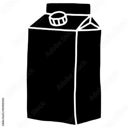 blank milk carton with cap hand drawn glyph illustration
