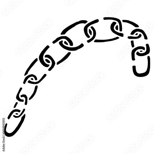 linked iron chain hand drawn glyph illustration