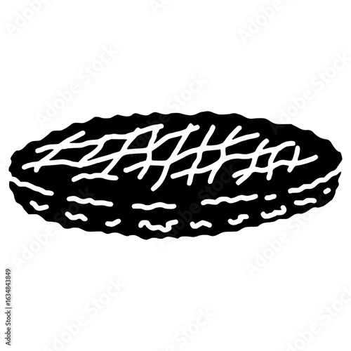 a beef meat patty hand drawn glyph illustration	
