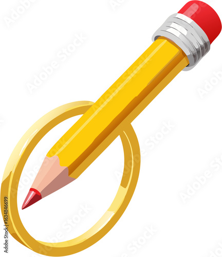 Vector illustration of a classic yellow pencil with eraser