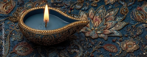 Happy Diwali festival of lights with decorative Diya lamp