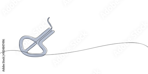 Single line drawing of a jews harp. Colored continuous line icon. Vector illustration.