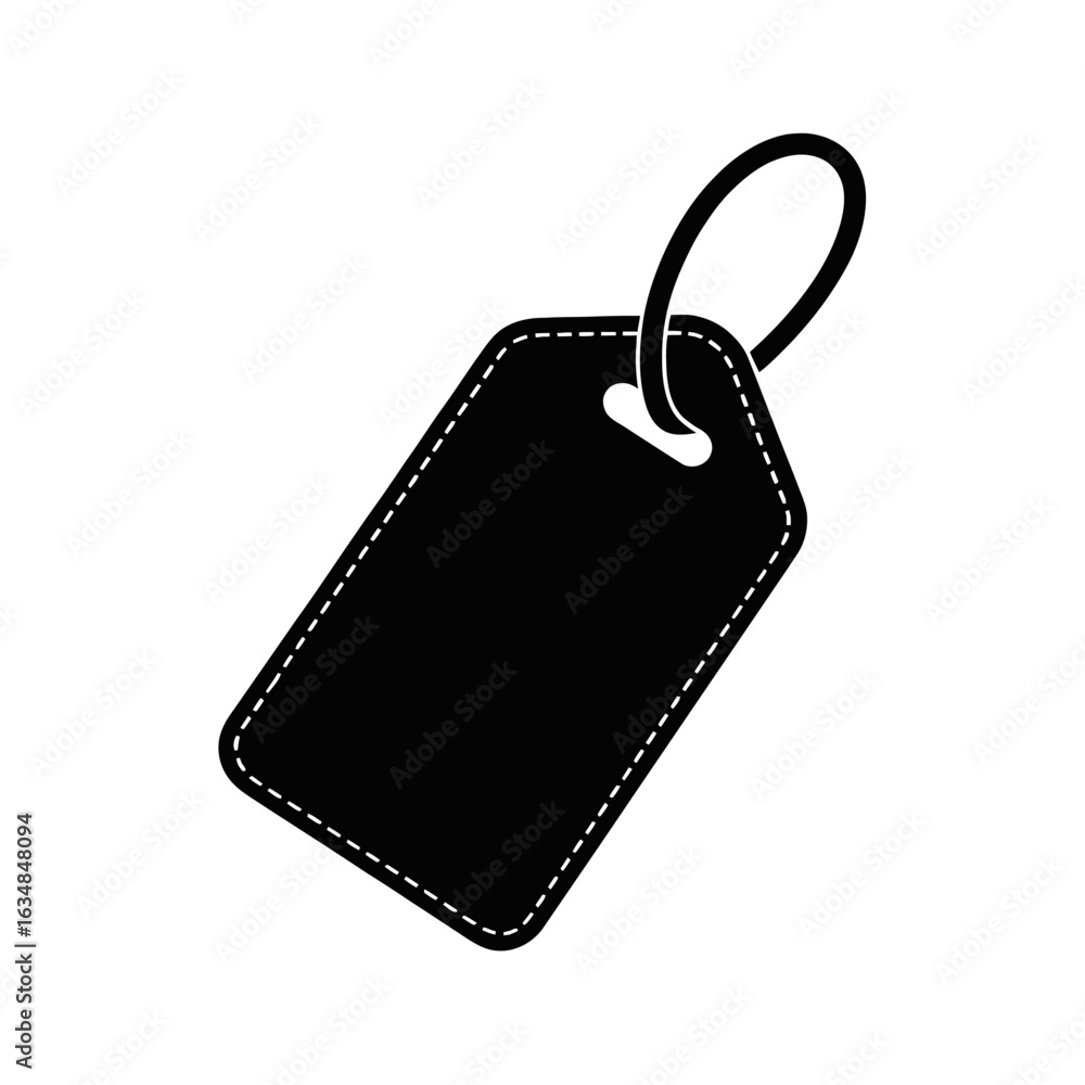 Fototapeta premium Black blank price tag with string isolated on white background