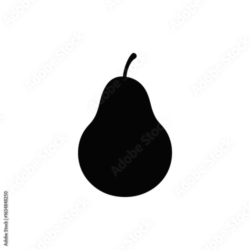Black silhouette of a pear isolated on white background