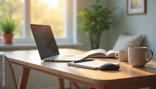 Laptop on the table. AI Generated