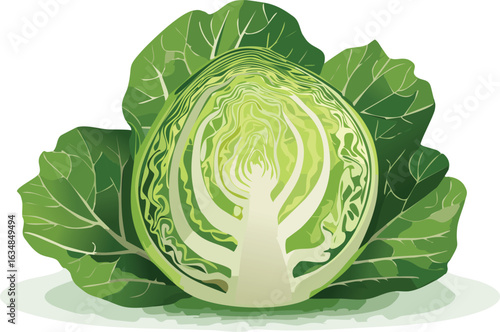 vector cabbage vegetable isolated on a transparent background.cabbage, healthy eating, leaf, food, organic, vegetable, clip art, leafy, sparse, colors, cut-out, flier, nourishment, produce,