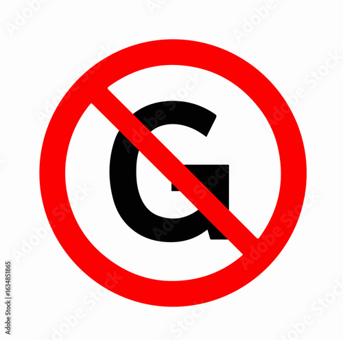 Free Download Prohibited Letter G Symbol on White Background for Graphic Design, Warning Signage, Educational Content, and Awareness Campaigns   - GFXLoad