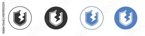 Broken shield icon for web design. pixel perfect flat icons