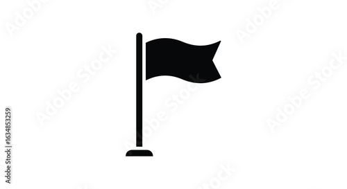 detailed professional high quality Simple Black Flag Icon on a Flagpole silhouette