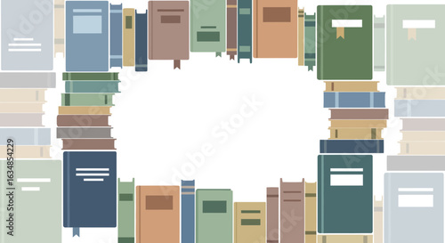 Colorful books frame with empty space, perfect for educational or literary themes background