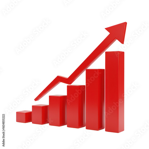 Free Download Red 3D bar graph with growing arrow - GFXLoad