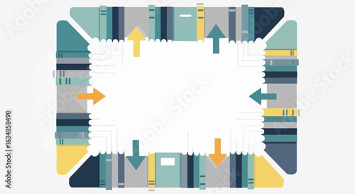 Creative book frame design for learning materials and promotion of libraries or education centered