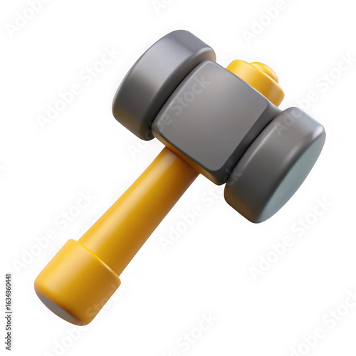 3D Rendered Yellow and Gray Sledgehammer Tool construction isolated on a transparent background