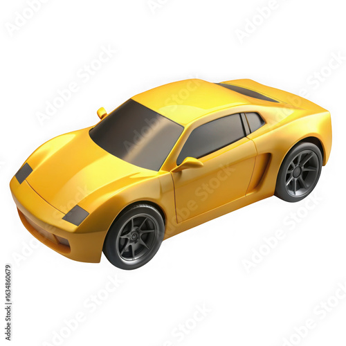 3D rendered yellow sports car on black background isolated on a transparent background
