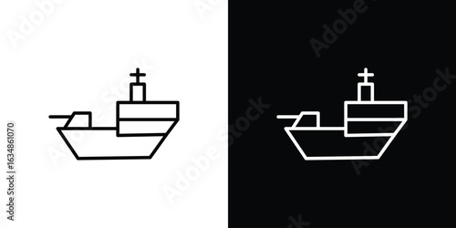 Warship icon. Editable strokes icons for your design