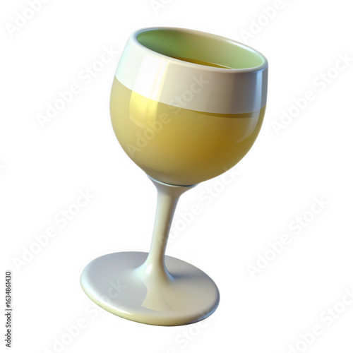 3D rendered glass of white wine on black background isolated on a transparent background