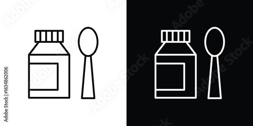 Syrup medicine bottle icon. Editable strokes icons for your design