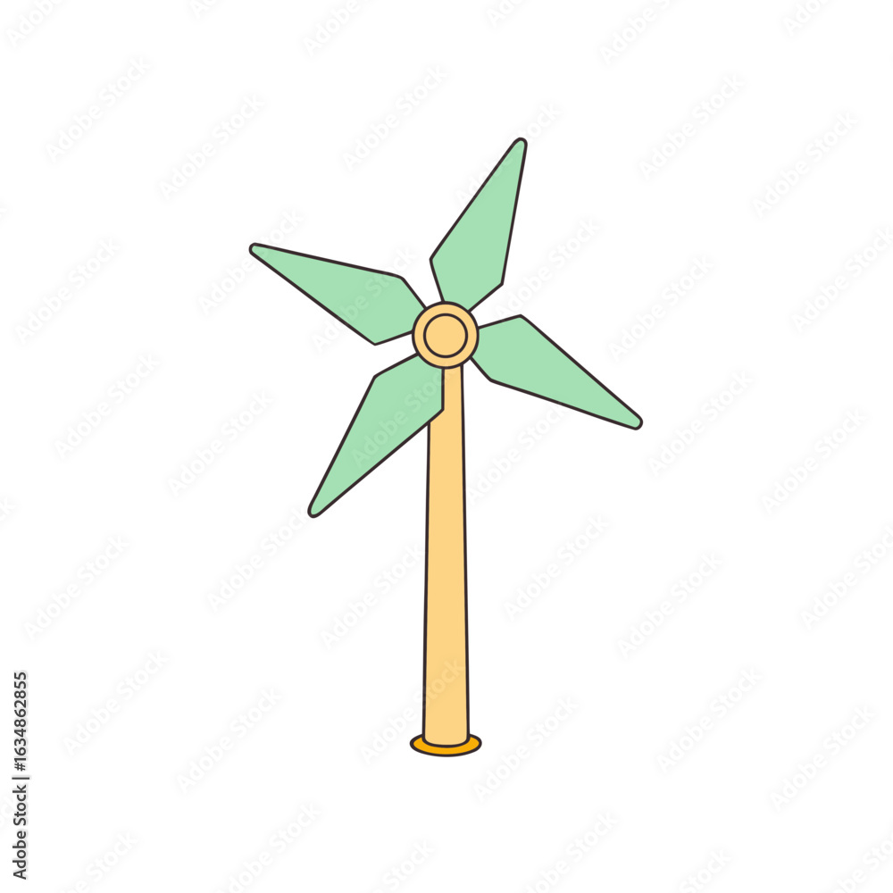 Fototapeta premium A simple stylized wind turbine on a light background illustrating renewable energy generation