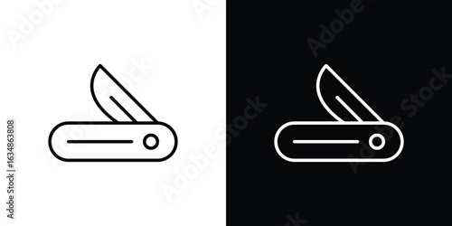 Pocket knife icon. Editable strokes icons for your design