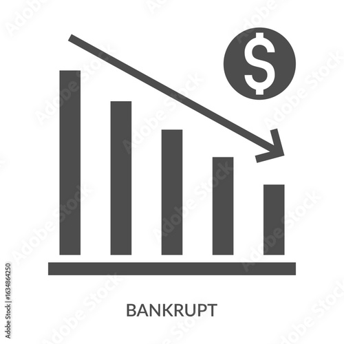 Bankrupt Icon Line Style. Design Vector Illustration