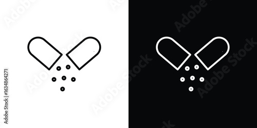 Open Capsule Pill icon. Editable strokes icons for your design