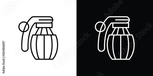 Hand grenade icon. Editable strokes icons for your design