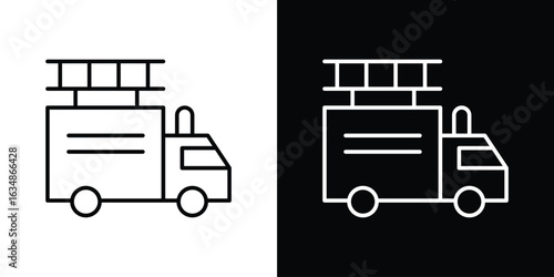 Fire truck icon. Editable strokes icons for your design