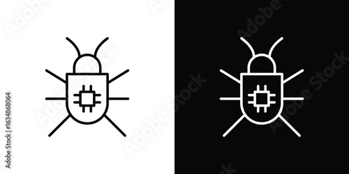 Computer bug icon. Editable strokes icons for your design