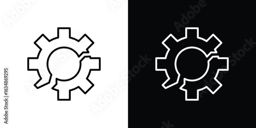 Broken gear icon. Editable strokes icons for your design