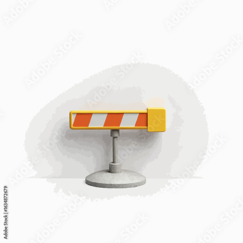 Construction barrier standing alone in minimalistic space, safety concept
