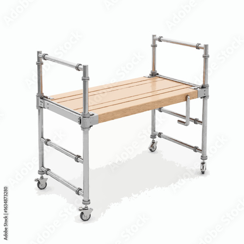 Modern mobile scaffold frame on wheels, versatile construction tools