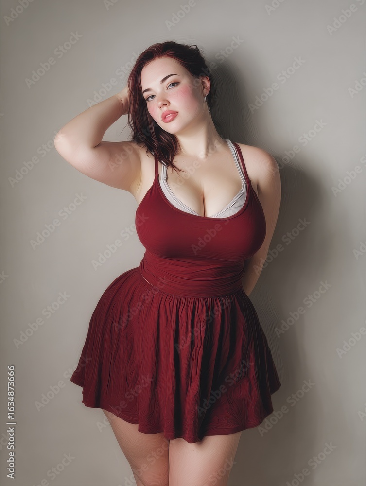 Fototapeta premium plump girl posing confidently celebrating body positivity and selfacceptance