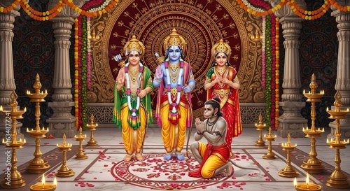 Hindu god rama sita laxmana hanuman darshan ram navami festival celebration wallpaper hd